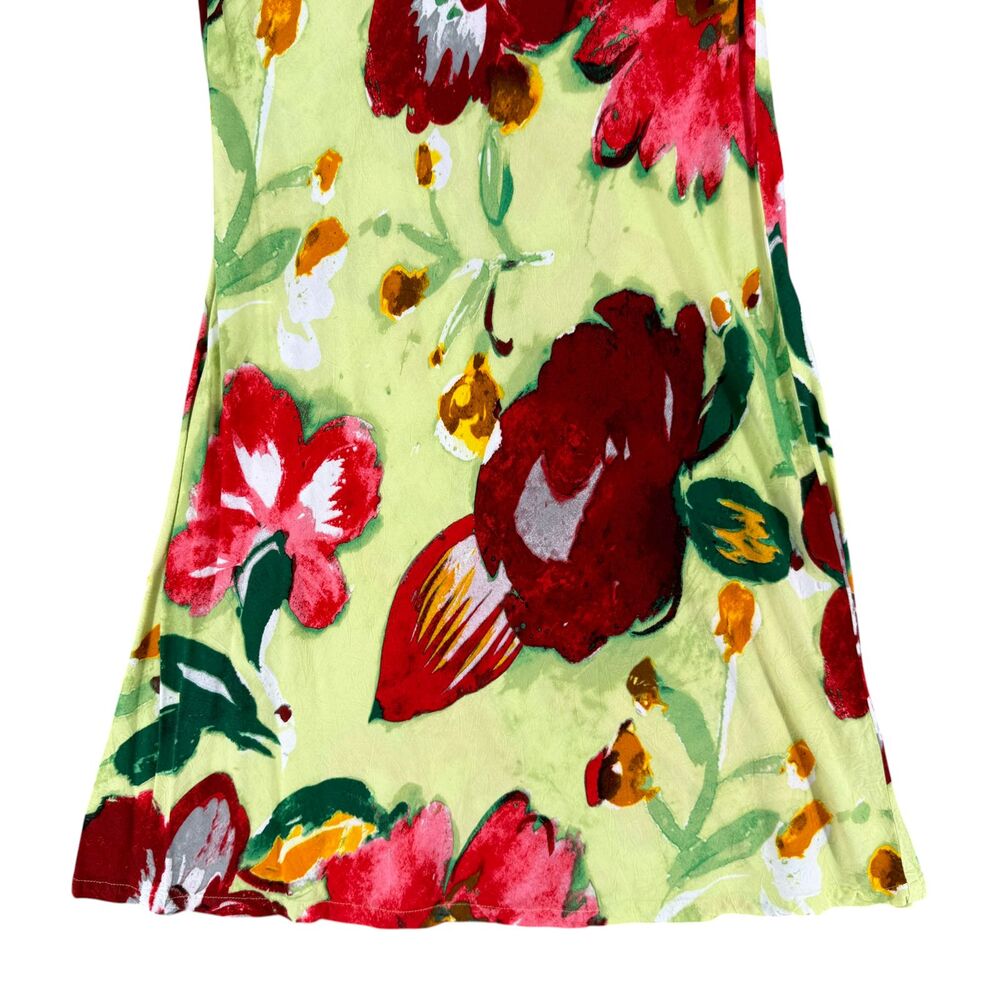 Jams World Green Floral Midi Dress with Red & Burgundy Blooms - Picture 4 of 9